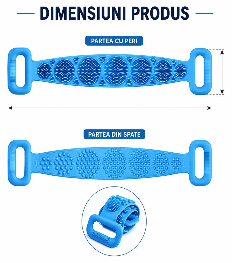 Perie de baie din silicon pentru spate (bandă exfoliantă)
